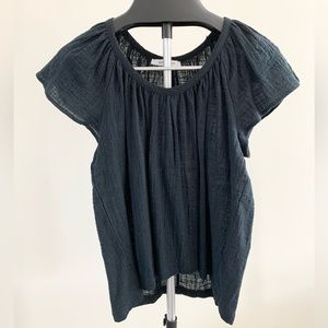 Olivaceous Scoopneck Cotton Flutter Sleeve Top